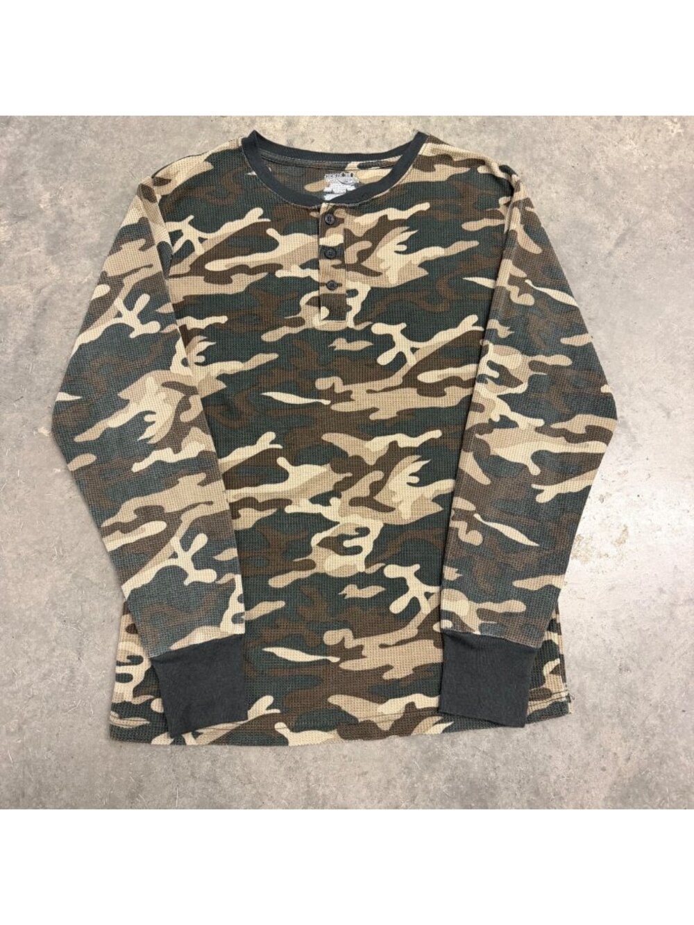 Joe Boxer Camo Waffle Knit Henley Shirt